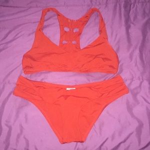 Halter bikini with semi cheeky bottoms